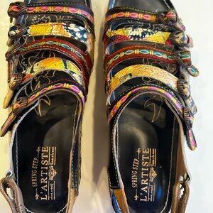 L’Artiste Multicolor Strappy Sandals with Butterflies